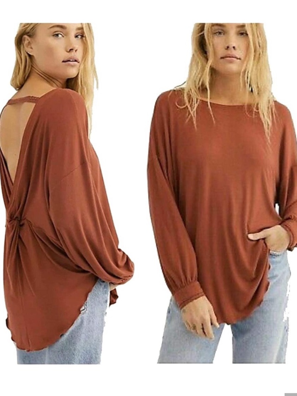 Free People Twist Back Lettuce Edge Top Medium
